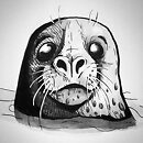 seal head coming out of water copic marker drawing