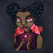 girl with magic orbs drawing