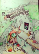 a drawing of a troll under a bridge decorated like a teenagers room
